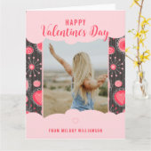 Happy Valentines Whimsical Red Herzen Blume Name Karte (Gelbe Blume)