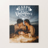 Happy Valentines White Letter Overlay Foto Jig Puzzle (Vertikal)