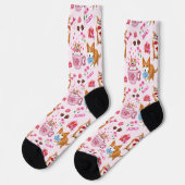 Happy Valentins Corgi Day Pattern Socken (Linkes Detail)