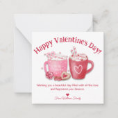 Happy Valentins Day, Rosa Aquarell zwei Tasse Mitteilungskarte (Vorderseite)