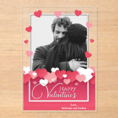 Happy Valentins Foto Rot-Rosa-Herzen Acryleinladungen (Vorderseite)