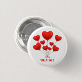 Happy Valentins rote Balloons | Urlaub Button (Vorne & Hinten)