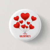 Happy Valentins rote Balloons | Urlaub Button (Vorderseite)
