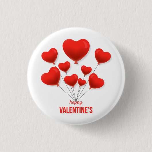 Happy Valentins rote Balloons | Urlaub Button (Vorderseite)