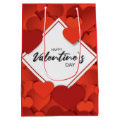 Happy Valentins Rote Herzen Mittlere Geschenktüte (Rückseite)