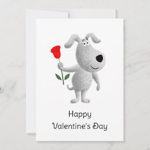 Happy Valentins Rote Rose Hund Welpe Feiertagskarte