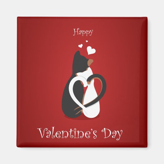 Happy Valentins Schwarz-Weiß-Kätzchen Magnet (Vorne)