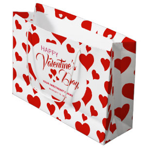 HAPPY VALENTINS TAG ROMANTISCHE ROTE HEARTS CUSTOM GROßE GESCHENKTÜTE
