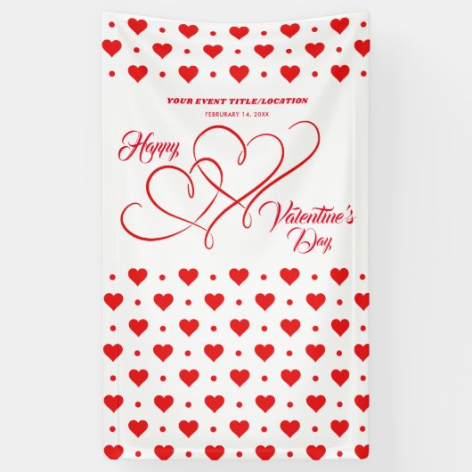 HAPPY VALENTINS TAGES EREIGNIS ROTE HEARTS BANNER (Vertikal)