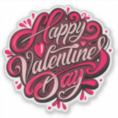 Happy Valentinstag Handschrift Design Aufkleber (Vorderseite)