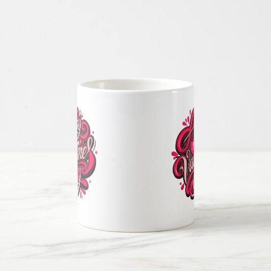 Happy Valentinstag Handschrift Design Kaffeetasse (Mittel)