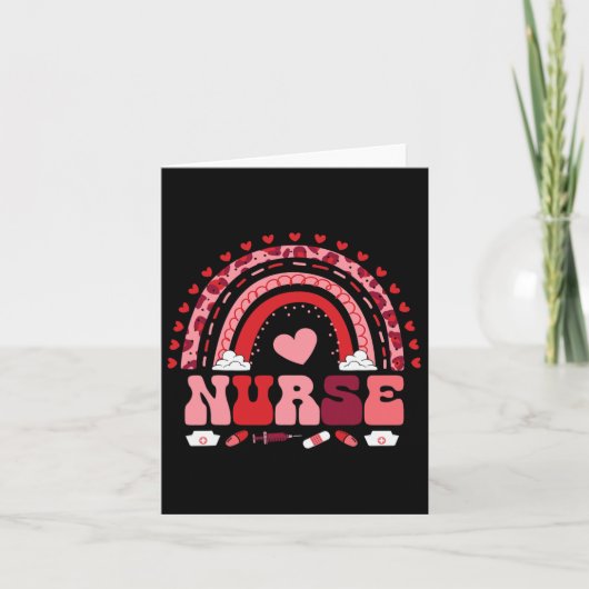 Happy Valentinstag Nurse Rainbow Boho Retro Nur Karte (Vorderseite)