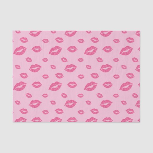 Happy Valentinstag Pink Lipstick Blot Kiss Seidenpapier (Vorderseite)