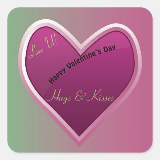 Happy Valentinstag Quadratischer Aufkleber (Vorderseite)