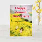 Happy Vasant Panchami mit Senf Blume & Girl Karte (Gelbe Blume)
