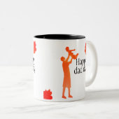 Happy Vater Day Tasse - Silhouette für Vater und K (VorderseiteRechts)