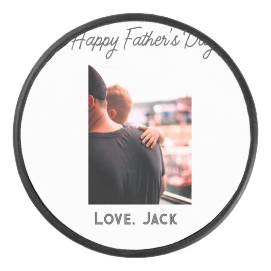 Happy väterliche Foto moderne Liebe einfache Vater Eishockey Puck (Vorderseite)