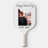 Happy väterliche Foto moderne Liebe einfache Vater Pickleball Schläger (Rückseite)