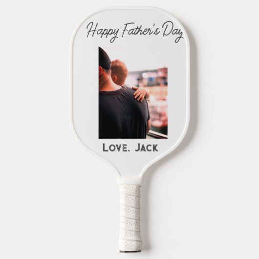 Happy väterliche Foto moderne Liebe einfache Vater Pickleball Schläger (Vorderseite)