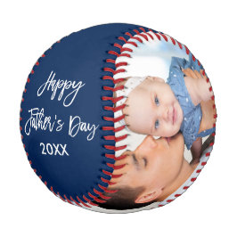 Happy Vatertag 2 Foto Pinselschrift blau Baseball