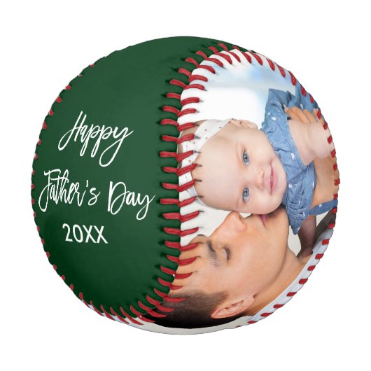 Happy Vatertag 2 Foto Pinselschrift Grün Baseball (Schrägansicht)
