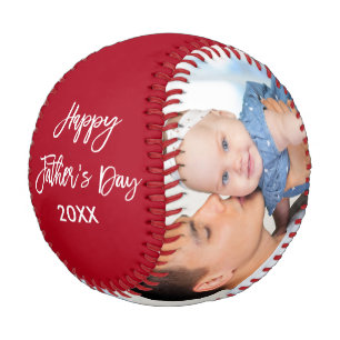 Happy Vatertag 2 Foto Pinselschrift Rot Baseball