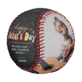 Happy Vatertag & 2 Fotos Collage Personalisiert Baseball