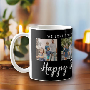 Happy Vatertag 4 Foto Custom Black Kaffeetasse