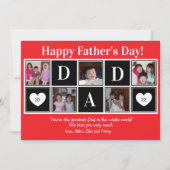 Happy Vatertag 5 Foto Rote flatter Grußkarte Karte (Vorderseite)