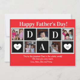 Happy Vatertag 5 Foto Rote flatter Grußkarte Karte