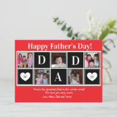 Happy Vatertag 5 Foto Rote flatter Grußkarte Karte (Stehend Vorderseite)