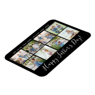 Happy Vatertag 8 Foto Collage Custom Black Magnet