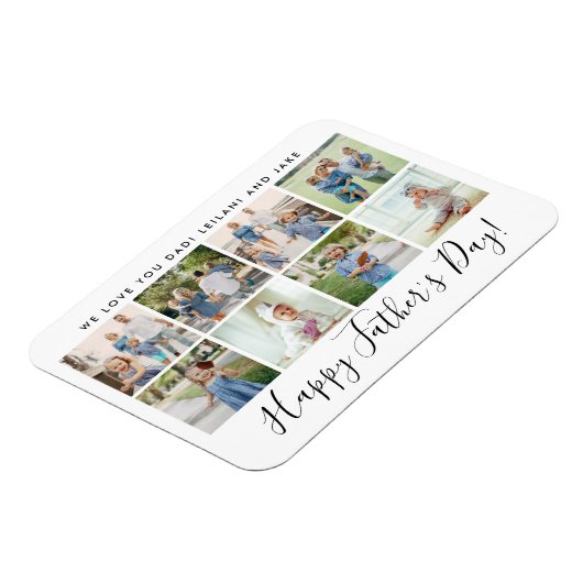 Happy Vatertag 8 Foto Collage Custom White Magnet (Linke Seite)