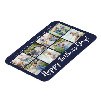 Happy Vatertag 8 Foto Custom Navy Blue Magnet