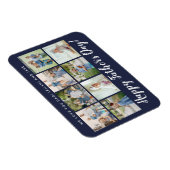 Happy Vatertag 8 Foto Custom Navy Blue Magnet (Rechte Seite)