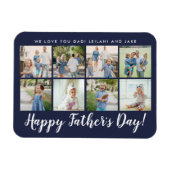 Happy Vatertag 8 Foto Custom Navy Blue Magnet (Horizontal)