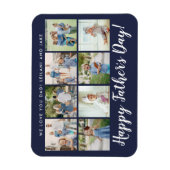 Happy Vatertag 8 Foto Custom Navy Blue Magnet (Vertikal)