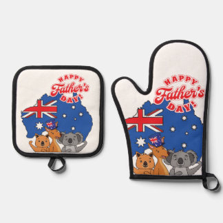 Happy Vatertag Australien Ofenhandschuh & Topflappen-Set