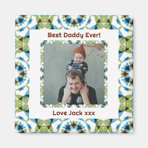 Happy Vatertag Bester Daddy Vater je Grün Foto Magnet