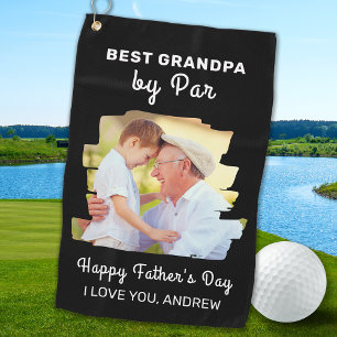 Happy Vatertag Bester Opa nach Par Foto Golfhandtuch