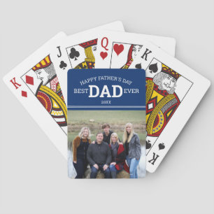 Happy Vatertag Bester Vater je Familie Foto Blau Spielkarten