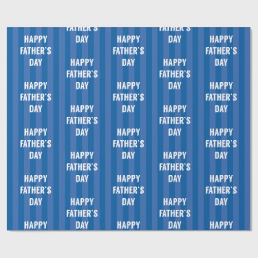 Happy Vatertag Blauer Streifen Geschenkpapier (Flach)