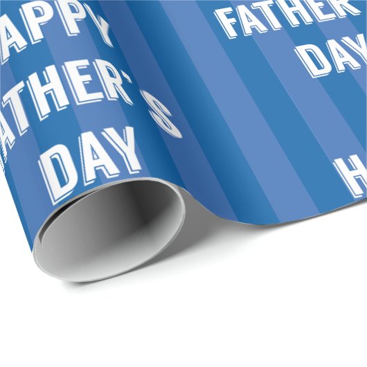 Happy Vatertag Blauer Streifen Geschenkpapier (Rolleneckpunkt)