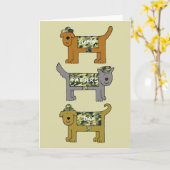 Happy Vatertag Cartoon Hunde in Camouflage Karte (Gelbe Blume)
