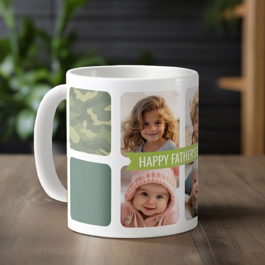 Happy Vatertag Custom 4 Foto Collage Camouflage Kaffeetasse