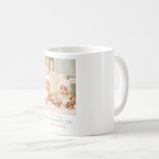 Happy Vatertag Custom Foto Twins Kaffeetasse (VorderseiteRechts)