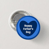 Happy Vatertag Einfaches Niedliches blaues Herz Button (Vorne & Hinten)