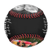 Happy Vatertag Familie Foto Schwarzer Name Skript Baseball (Rückseite)