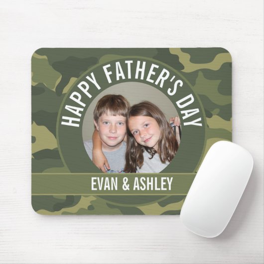 Happy Vatertag - Foto Camouflage Green Mousepad (Mit Mouse)