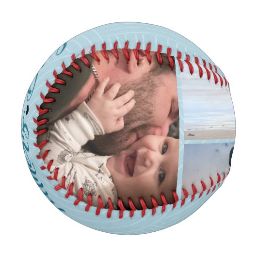 Happy Vatertag Foto Collage Individuelle Namen Baseball (Vorderseite Links)